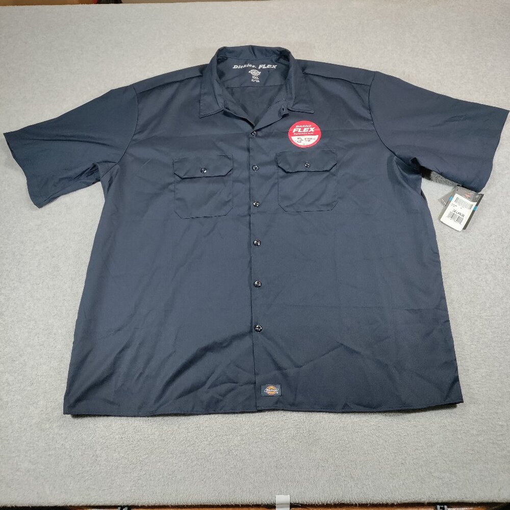 Dickies Shirt Mens 3XL Dark Short Sleeve FLEX Twill Work Shirt Moisture Wicking
